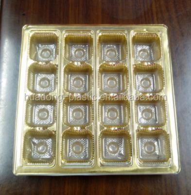 China Recycled Materials Customized Golden Chocolate Blister Packaging Tray / Cake / Plastic Box Container for sale