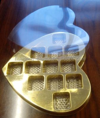 China Disposable Heart Shape PVC Chocolate Trays / Wrapper With Lid for sale