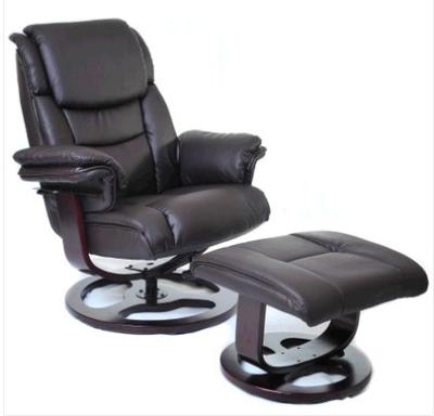 China Leather Leisure Chair Massage Chair Recliner With Stool Heating Extended Foot Ottoman Seat for sale