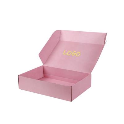 China Luxury Custom Recycled Materials Supplies Clothing Box Packaging With Pink Logo Personalized Customized Wholesale Mailer Shopping Boxes For Clothes for sale