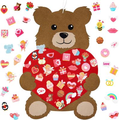 China Valentines Party 2022 Luxury Happy Valentines Day Women Decoration Gift Valentines Day Women Decoration Gifts Teddy Felt Bear Wall Hanging Set Kids Plush Ideas for sale