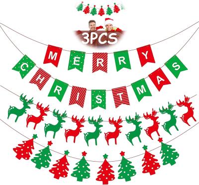 China Eco-friendly Felt Indoor Bunting Christmas Eve Flag Home Party Merry Christmas Banner Decorations for sale