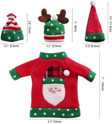 China Christmas Santa Wine Gift Cloth Bag Retirement 3 Bottle Wine Bag Insulated Sweater for sale