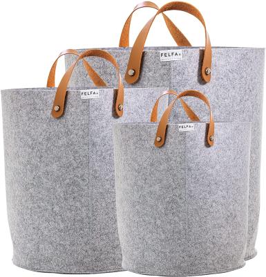 China Viable Amazon Sells Gray Felt Debris Toy Storage Basket Handle Folding Storage Basket for sale