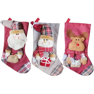 China Christamas Christmas Home Decor Christmas Sock Stocking Candy Storage Bag Large Santa Claus Snowman Reindeer for sale