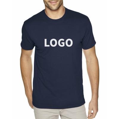 China Custom Anti-Wrinkle Navy Blue Color Men's T-Shirt Picture Printed Cotton Big Logo And Big Group Tee for sale