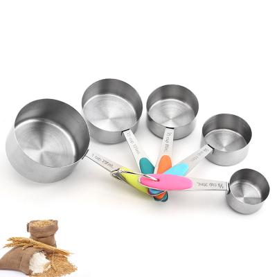 China 10 Piece Sustainable Measuring Cups And Spoons Set In 18/0 Stainless Steel With Color Silicone Handle for sale