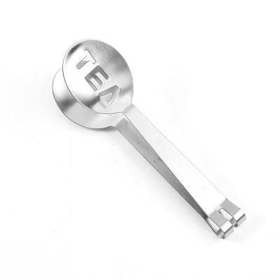 China Viable Spoon Mini Sugar Clip Kitchen Bar Tools Stainless Steel Tea Bag Clip Teabag Squeezer Strainer Holder Handle Metal Spoon for sale