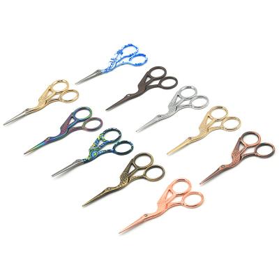 China 0 Vintage Style Small Style Embroidery Scissors Crane Bird Scissors Stainless Stork Sewing Mini Scissors For Costumes Craft Sewing for sale