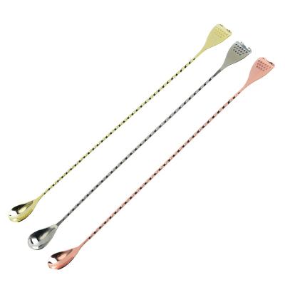 China Minimalist 1/6 Silver Food Grade Race Tool Mixing Long Handle Stirring Spoon Metal 304 Stainless Steel Bar Cocktail Spoon Material Assembled for sale