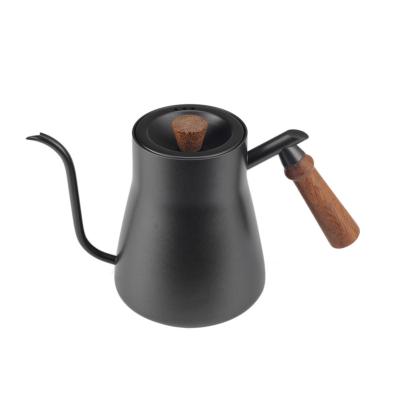 China Sustainable Hot Sale 700ML Gooseneck Black Metal Pour Over Hand Drip Coffee Kettle for sale