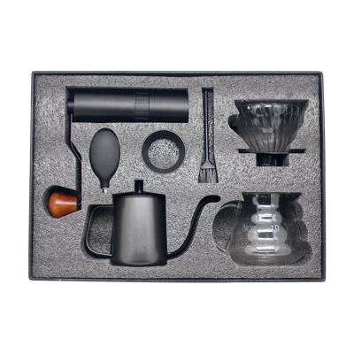 China Outdoor Grinder Pot Kettle For Viable Hot Sale Drip Travel Bag Gift Box Packing Above Coffee Maker Set for sale