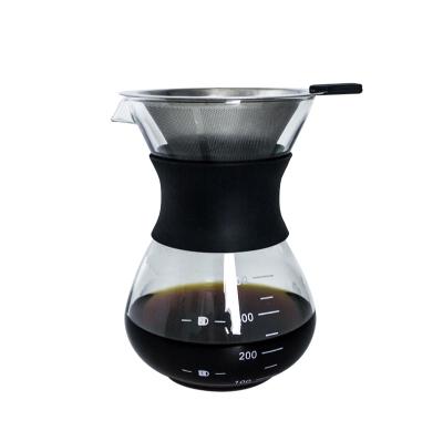 China Sustainable Classic Borosilicate Glass Coffee Pot 200ml 400ml Pour Over Coffee Maker Slice Pot for sale