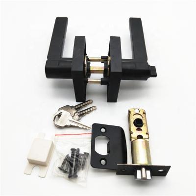 China Door Factory Supply Hardware Door Handle Black Bathroom Door Lever With Lock for sale