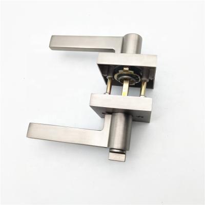 China New Model Door Silver Brushed Nickel Industrial Door Handles and Locks Set for sale