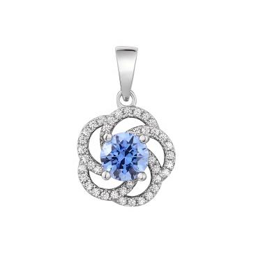 China Beautiful Best Selling Lines Blue Crystal Pendant 925 Sliver Pendant in Party and Gifts Flower Pendant for sale