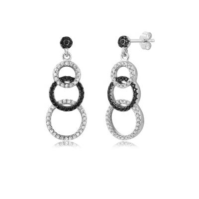 China FASHIONABLE New Design Unique Sliver Earrings Sterling Rhodium Plated 925 Zircon Stud Earrings for sale