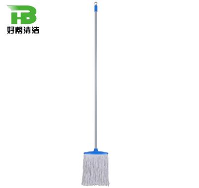 China 2019new Sustainable Open End Recycled White Cotton Bleach Broom With Blue Plastic Head for sale