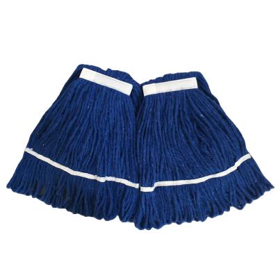 China Viable Dark Raw Blue Industrial Broom Refill Head Cotton Loop End Loop Wet Mop Head for sale