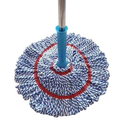 China Blue and white twist broom head steel broom pole with durable plastic parts and hanger made in china new in 2020 for sale