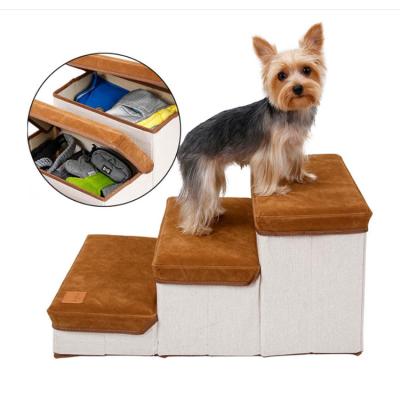 China Hot Sale Travel Pet Stairs Collapsible Pet Stairs Climb Steps Kennel Cat Ramp Ladder Anti-Slip Pet Car Stairs for sale