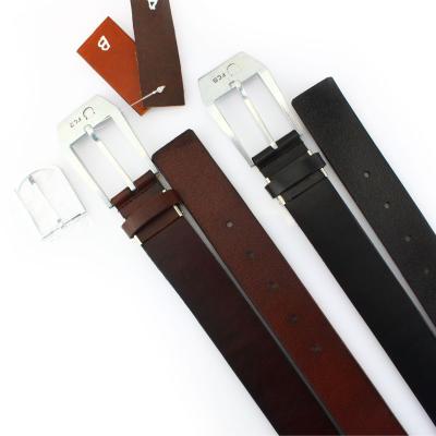 China Custom Genuine Leather Men's Fashion Casual Business Casual Pin Buckle Belt LY C004 Ratchet Belt Second Layer Leather Belt for sale