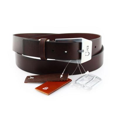 China 2022 Men's Belt Wholesale Custom Style Two-Layer Buckle Adjustable Genuine Leather Belts For Men for sale