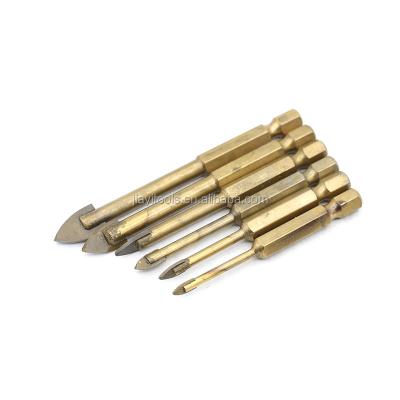 China Masonry Drilling Titanium Coated Glass Drill Bit Set For Hole Opener Cutter Drilling Ceramic Tiles Marble for sale