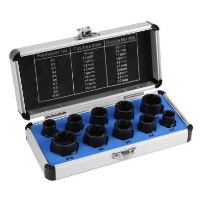 China For Removing Screw Hot Sale 10PC Damaged Bolt Nut Screw Remover Extractor Set With Box for sale