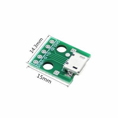 China . Micro USB TO DIP Green Female Connector 5pin 2.54mm PCB Adapter Type B for sale