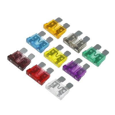 China LOW VOLTAGE Standard Auto Blade Fuse For Car 5 Auto Car Fuse 10 15 20 25 30 Each Amp 5pcs Melt Orange Blue Red Yellow White 10A Green for sale