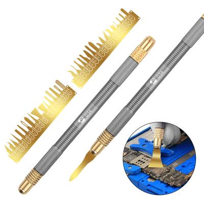 China MECHANIC Non-Slip Metal Scalpel Knife Kit Cutter Engraving Craft Carving Knives+20pcs Double Head Blades Phone PCB Stencil Repair DIY Tools for sale