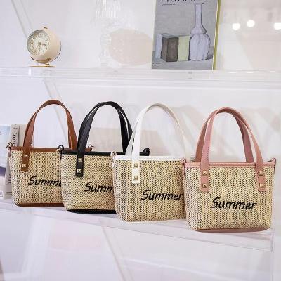 China High Quality Summer Beach Tote Woven Handle Shoulder Bag China Wholesale Woven Womens Bags Women Straw Shoulder Bag Bucket Tote for sale