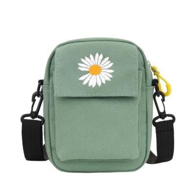 China Daily Life Cute Small Daisy Phone Mini Bag Canvas Shoulder Bag Canvas Woman Sling Bag For Girls Teenagers for sale