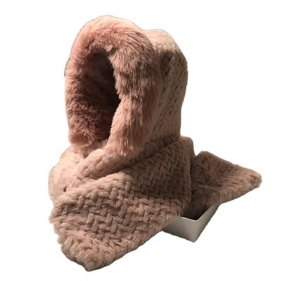 China COMMON 2022 knitted new explosive hat rabbit wool fabric Baotou Lei Feng adult women's hat scarf hat winter hot sales are very good for sale