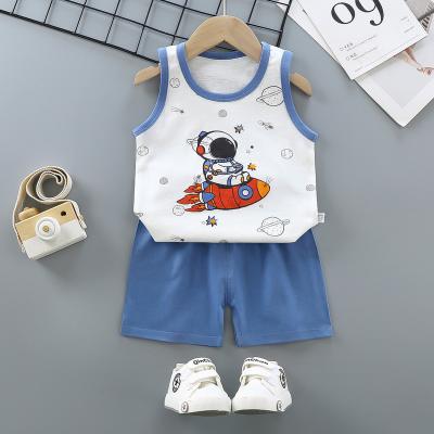 China Softly 2022 summer new children's sleeveless shorts clothes set of pure cotton baby boys and girls suit vest for sale