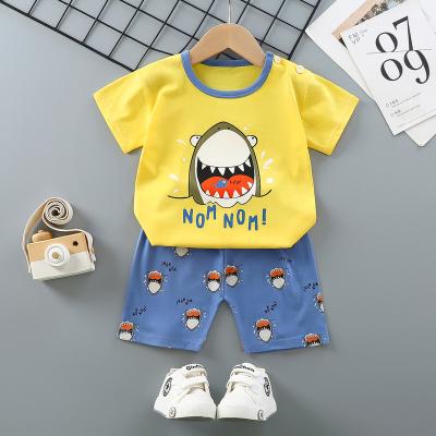 China 2021 Summer Toddler Spandex / Cotton Baby Boy Girls Infant Clothing Sets Short Sleeve Cartoon T-shirt Shorts Suit 2PCS Kids Casual Clothes for sale