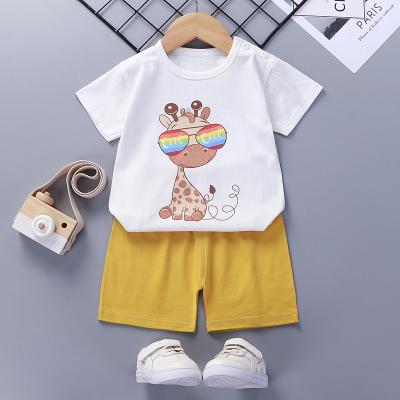 China Wholesale Spandex/Cotton Summer Children Kids Clothes Baby T-shirt Boys Clothing Set Spring 100% Cotton Short Sleeve Suit for sale