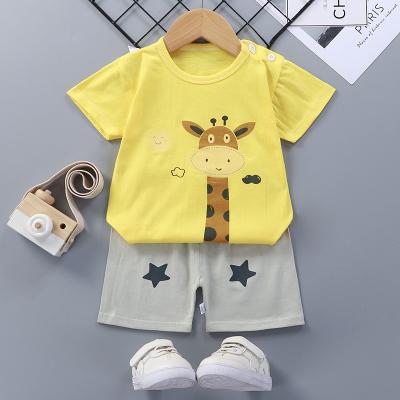 China New Spandex/Cotton T-shirts Children's Summer Shorts Wrapped Clothes Baby Shorts Summer Letter Suit Boys' Two-Piece Suit Kids Clothing for sale