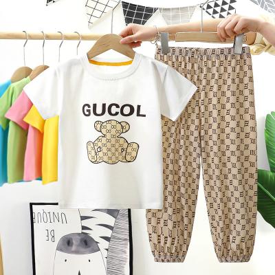 China New Summer Casual Children's Clothing Cartoon Children's Clothing Short Sleeve T-shirt Ginger 2 Pants Suits Boys Clothing for sale