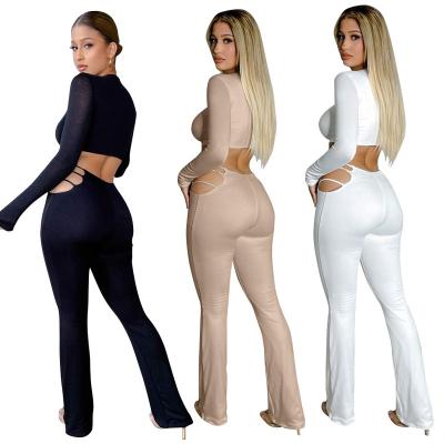 China SZ1004 Solid Color SZ1004 Sexy Tight Sexy Tight Cavity Women's Two-Piece Set for sale