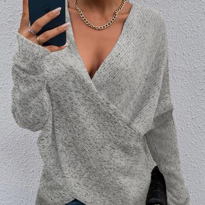 China new SZ1163 Anti-wrinkle cross loose outer wear women knit sweater for sale