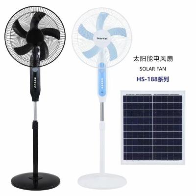 China CHANGRONG Foldable Rechargeable Solar Powered Stand Fan 16 Inch With AC/DC Remote Control Pedestal Solar Charging Available Fan for sale