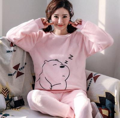 China QUICK DRY animal pajamas women sets hot sale women flannel pants long sleep velvet pajamas fuzzy set for sale