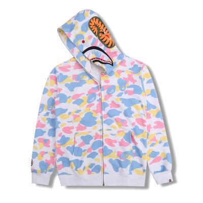 China Unisex Bape Monkey Shark Camouflage Hoodie Fashion Zipper Adult Teenage Girls Casual High Quality QUICK DRY Full Sweater for sale