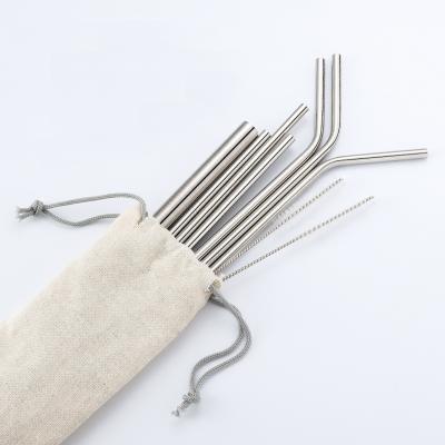 China Sustainable Eco Friendly Wholesale Hot Sale Stainless Steel Metal Straws With Bag Customized Logo for sale