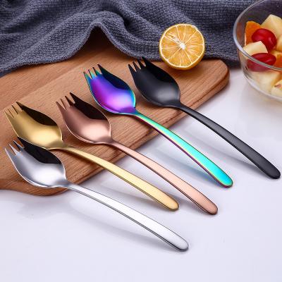 China Multifunctional viable spork 304 stainless steel titanium spaghetti spoon salad fork spork for sale