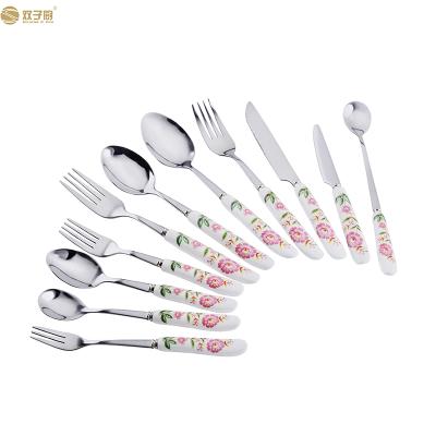 China Sustainable China Dinnerware Kids And Adults Spoon And Fork Flatware Set for sale