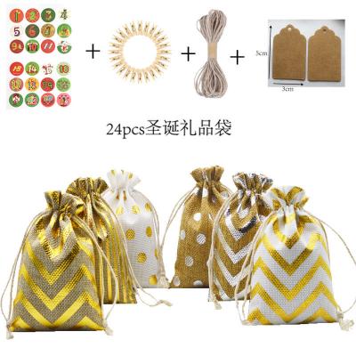 China Christmas Advent Calendar Snack Bags 24 Days Burlap Hanging Advent Calendar Bag Countdown Decoration Candy Gift Drawstring for sale