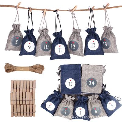 China Cotton or Jute Dacron Felt Christmas Countdown Jute Christmas Gift Set Bag etc. hold drawstring bags for sale